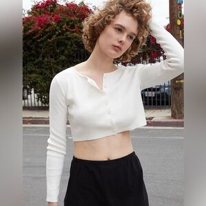 Brandy Melville White Buttoned Cropped Cardigan